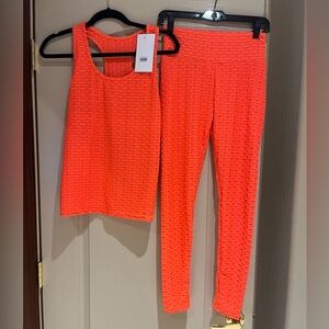 Textured leggings and tank